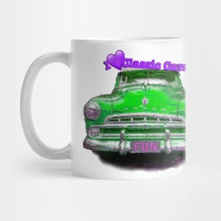 I Love Classic Cars in Green and Pink and Purple Mug